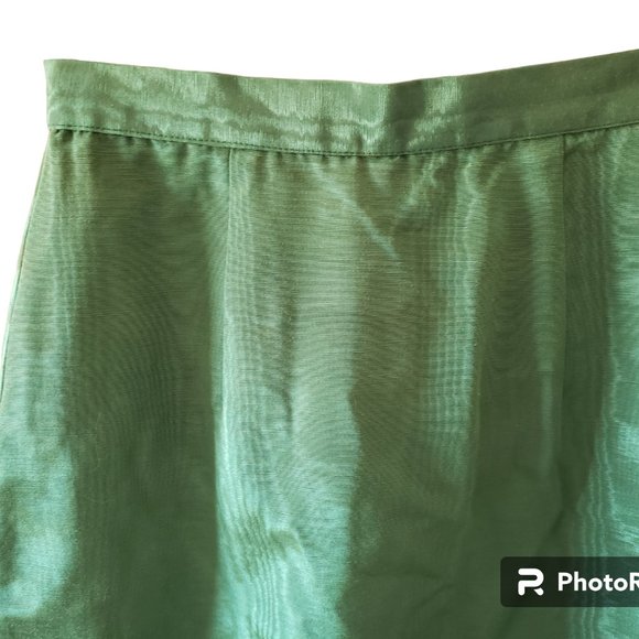 Vtg Scott McClintock Green Shimmer Moire Taffeta Maxi Skirt  Mermaidcore 2/4 - Picture 3 of 6